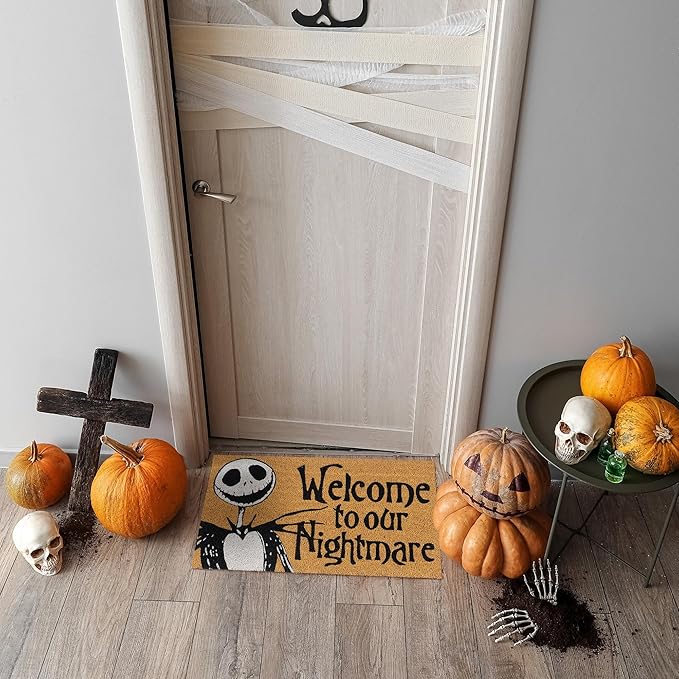 Gertmenian Nightmare Before Christmas Coir Doormat - 2x3 Welcome Mat (2-Pack), Ideal for High Traffic Areas in Front Door, Garage, Entryway - Welcome Nightmare/Jack & Sally, 80005-HomvellaHome