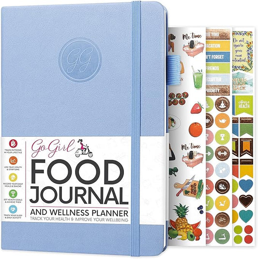 GoGirl Food Journal & Wellness Planner –– Diet & Fitness Diary – Nutrition Journal with Meal, Exercise & Weigh Loss Tracker, A5 (Periwinkle)-HomvellaHome
