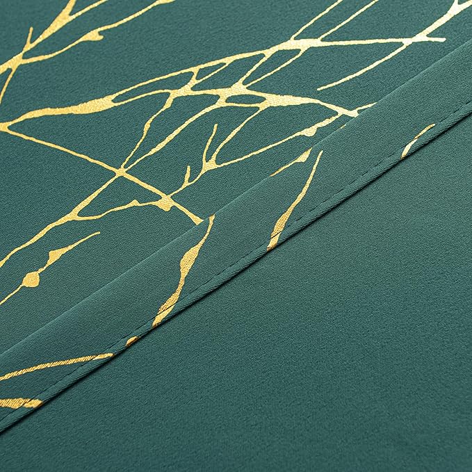 Grommets Blackout Long Window Curtains Green Gold-52W*95L 2PCS Drapes for Bedroom-HomvellaHome