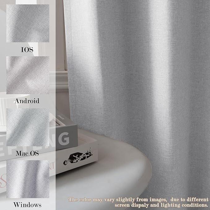 100" W x 96" L Faux Linen Room Divider Curtains, Full Blackout Pinch Pleated Drapes for Traverse Rod, Bedroom Divider Privacy Drapery with Hooks for Ceiling Track, 1 Panel, Silver Grey-HomvellaHome