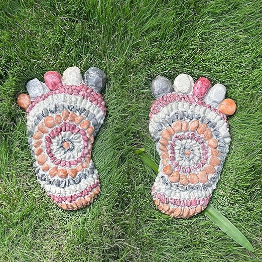 Garden Stepping Stones - Decorative Garden Stones for Patio, Deck, Garden or Sidewalk Faux Cobblestone Stepping Stones (Set of 2#A-HomvellaHome