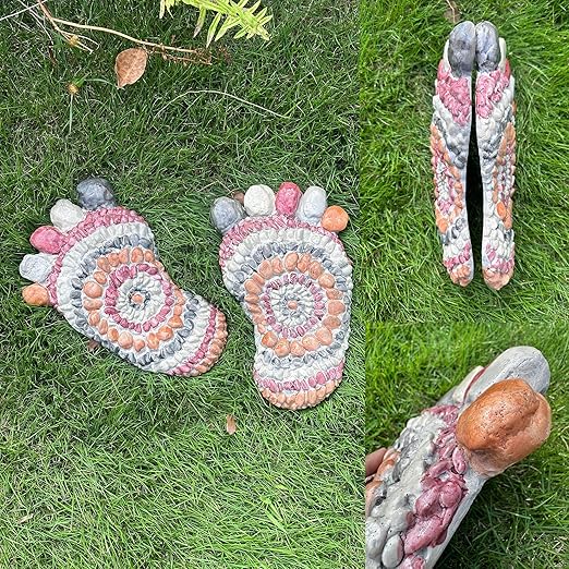 Garden Stepping Stones - Decorative Garden Stones for Patio, Deck, Garden or Sidewalk Faux Cobblestone Stepping Stones (Set of 2#A-HomvellaHome