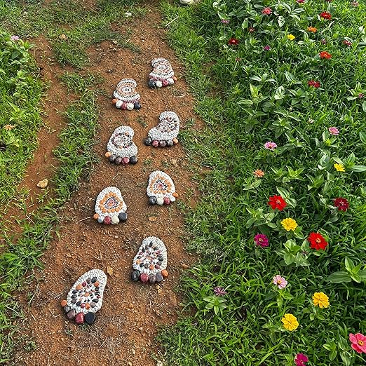 Garden Stepping Stones - Decorative Garden Stones for Patio, Deck, Garden or Sidewalk Faux Cobblestone Stepping Stones (Set of 2#A Small Size-HomvellaHome