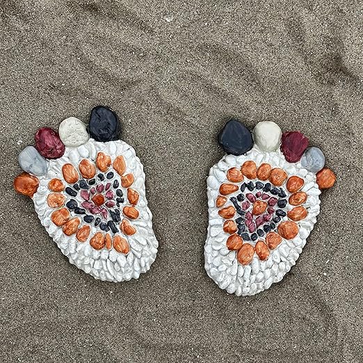 Garden Stepping Stones - Decorative Garden Stones for Patio, Deck, Garden or Sidewalk Faux Cobblestone Stepping Stones (Set of 2#A Small Size-HomvellaHome